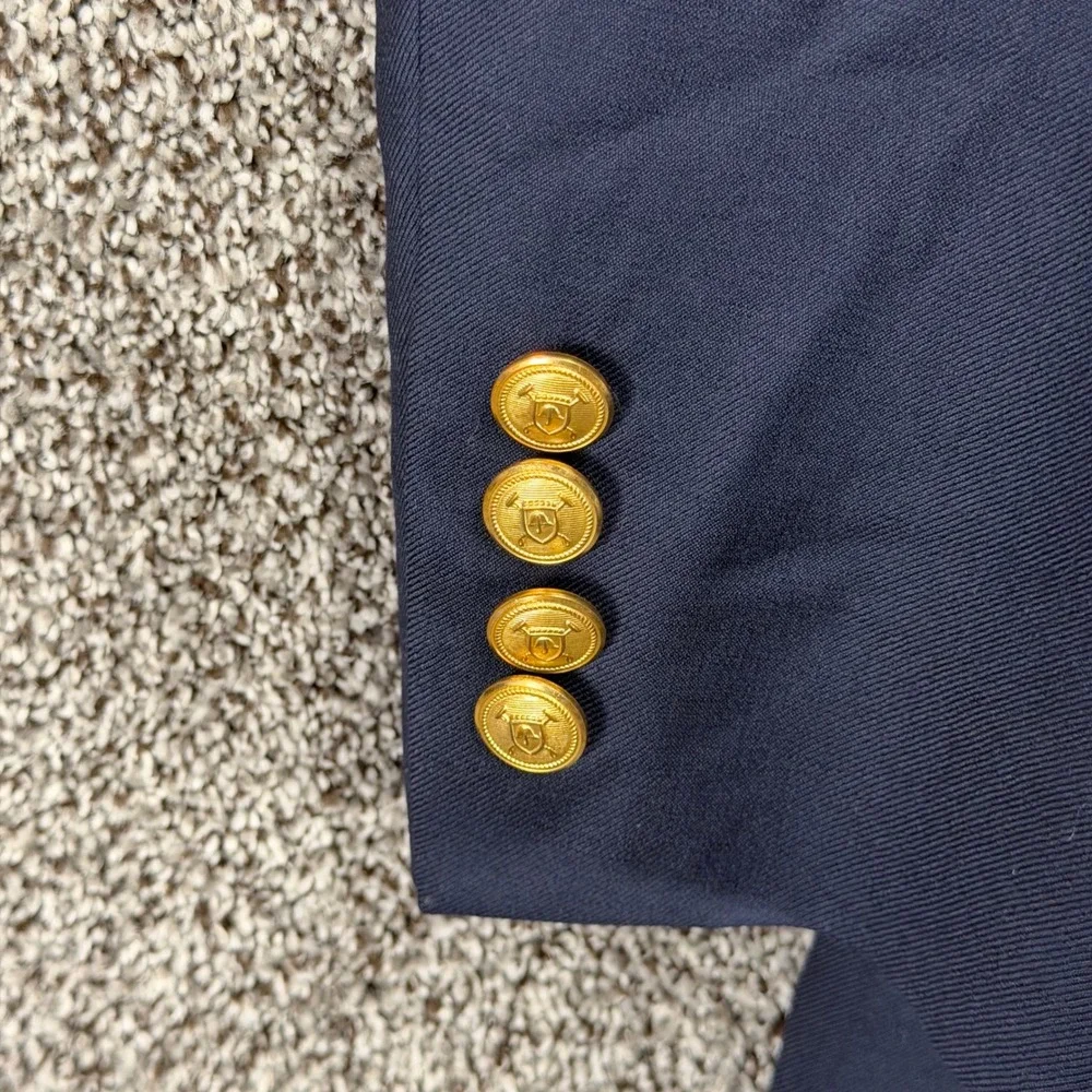 LAUREN RALPH LAUREN Blazer Mens 44L Blue Wool Gold Buttons Sport Coat Jacket